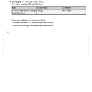 Pu&ograve; includere: Una pagina bianca di un manuale con istruzioni e specifiche per la regolazione della tensione. Il testo include passaggi come la selezione di AHC-700X e la verifica della tensione del sensore. Una tabella mostra una specifica di tensione di 0,9 V &plusmn; 0,05 V.