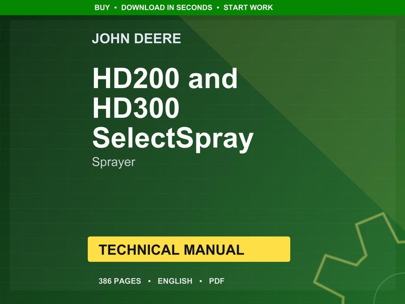 Instrukcja techniczna opryskiwacza John Deere Hd200, Hd300 Selectspray (Na) -: (025001-, 050001-) w formacie PDF | Pobierz natychmiast zdjęcie 1