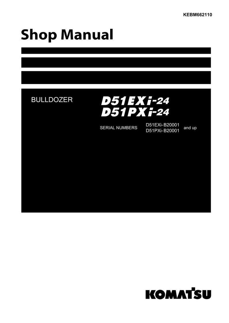 May include: A shop manual with the title "Shop Manual" at the top. The manual features the text "BULLDOZER" and the model numbers "D51EXi-24" and "D51PXi-24". The Komatsu logo is at the bottom.