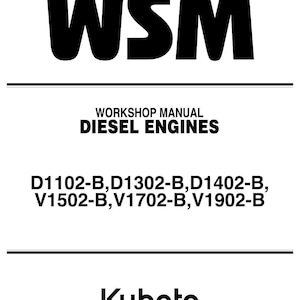 Kubota dieselmotor D1102-B, D1302-B, D1402-B, V1502-B, V1702-B, V1902-B Verkstadsmanual | Direkt PDF-nedladdning bild 1