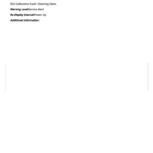 Op de afbeelding: Een witte pagina met de tekst "SSU 523795.13 - Steering Control Valve" bovenaan. Hieronder staan ​​verschillende tekstregels die mogelijke fouten en waarschuwingen met betrekking tot het stuurscherm beschrijven.