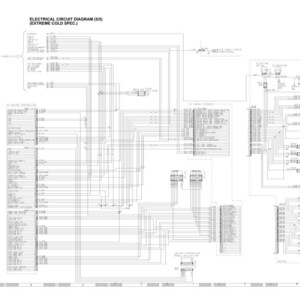 Puede incluir: Un diagrama de circuito el&eacute;ctrico detallado etiquetado como "ELECTRICAL CIRCUIT DIAGRAM (5/5) (EXTREME COLD SPEC.)". El diagrama es complejo, con numerosas l&iacute;neas, cuadros y etiquetas de texto, todo en blanco y negro.