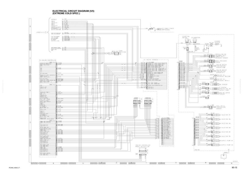 Puede incluir: Un diagrama de circuito el&eacute;ctrico detallado etiquetado como "ELECTRICAL CIRCUIT DIAGRAM (5/5) (EXTREME COLD SPEC.)". El diagrama es complejo, con numerosas l&iacute;neas, cuadros y etiquetas de texto, todo en blanco y negro.