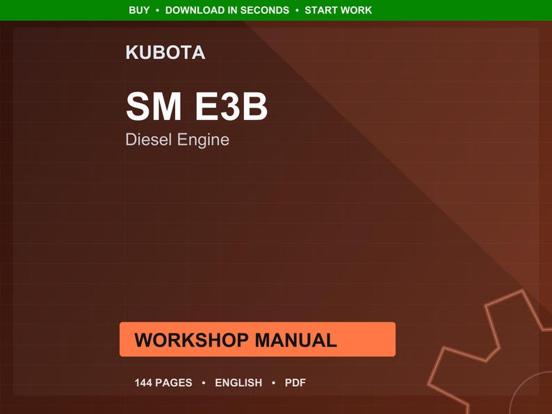 Kubota Sm e3b dieselmotor Verkstadshandbok PDF | Service och reparation | Direkt nedladdning bild 1