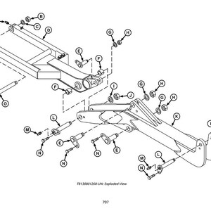 May include: An exploded view diagram of mechanical components, including bolts, nuts, and pins. The illustration is in black and white, with labels identifying each part. The diagram is labeled "78130001260-UN: Exploded View."