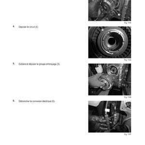 May include: A technical diagram titled "M&Eacute;THODE D'INTERVENTION" illustrates mechanical procedures. The images display close-ups of car components, such as gears, circuits, and electrical connections. The text provides numbered instructions and figure references.