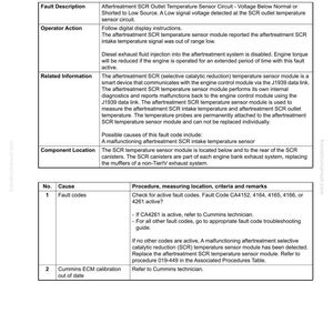 May include: A troubleshooting guide page with the title "40 Troubleshooting" and fault code CA3147. The page includes fault descriptions, operator actions, related information, and component location details. The page also lists causes and procedures.