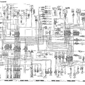 Op de afbeelding: Een gedetailleerd zwart-wit elektrisch schema. Het schema bevat talrijke symbolen, lijnen en tekstlabels, die de verbindingen en componenten van een elektrisch systeem illustreren. De titel "ELECTRICAL CIRCUIT DIAGRAM" staat bovenaan.