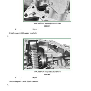 May include: Technical diagram showing the placement of magnets within a mechanical component. The image includes close-up views of the component with labels indicating magnet locations. Text instructions are also included, guiding the installation process.