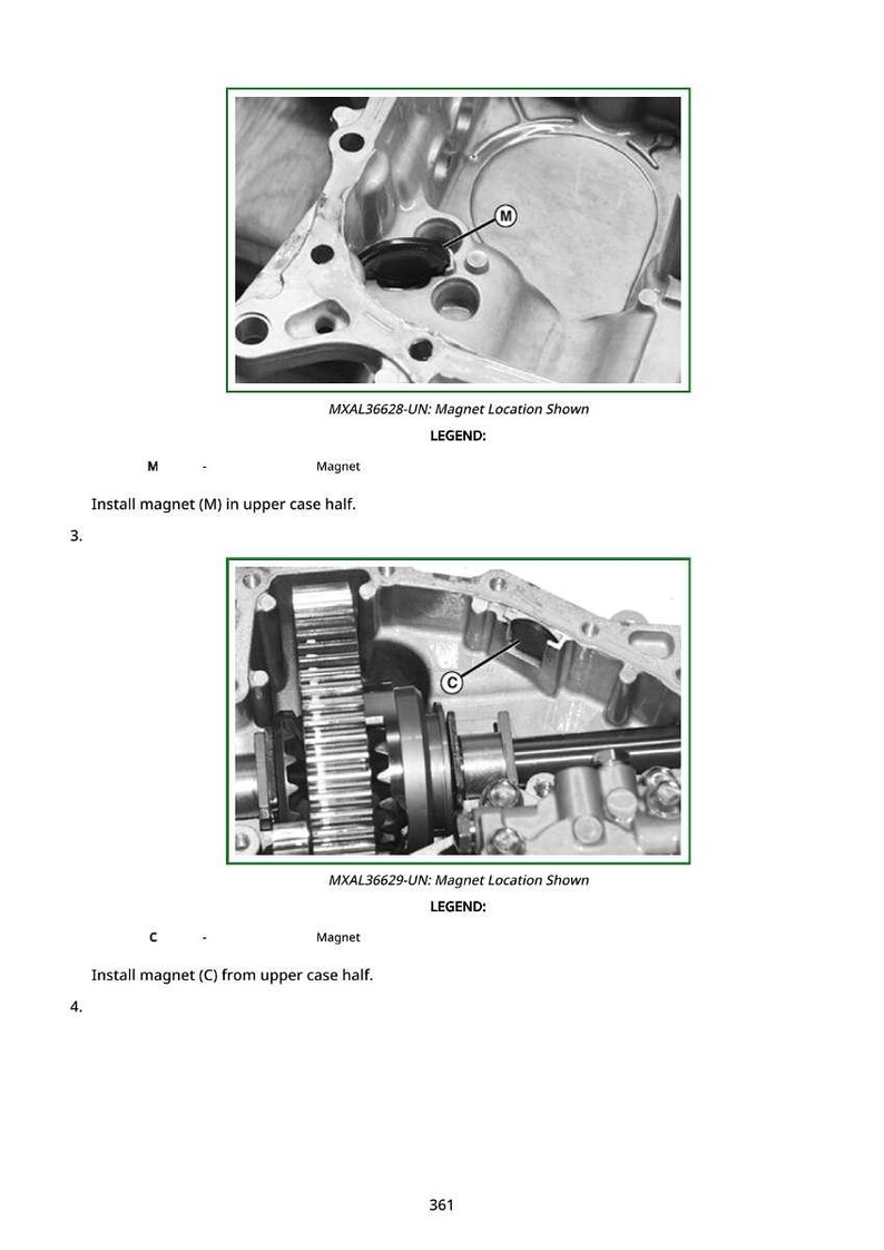 May include: Technical diagram showing the placement of magnets within a mechanical component. The image includes close-up views of the component with labels indicating magnet locations. Text instructions are also included, guiding the installation process.