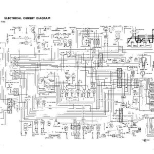 Pu&ograve; includere: Un diagramma dettagliato di un circuito elettrico in bianco e nero con il titolo "ELECTRICAL CIRCUIT DIAGRAM" e il numero di serie 1002-1100. Il diagramma presenta numerose linee, simboli ed etichette, che illustrano i componenti e i collegamenti di un sistema elettrico.