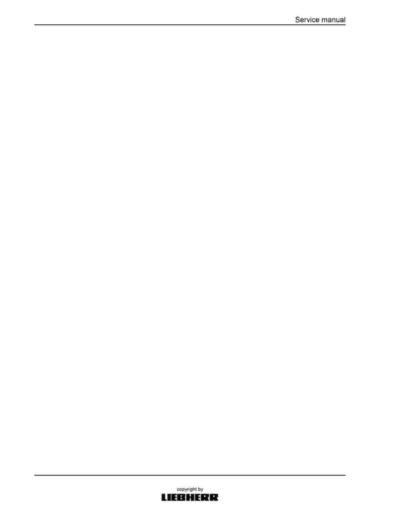 May include: White page with the text "Service manual" at the top and the "copyright by LIEBHERR" logo at the bottom. The page is clean and simple, with a horizontal line at the top and bottom.