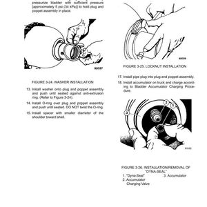May include: Technical diagram illustrating brake circuit component service procedures. The image includes detailed illustrations of washer installation, locknut installation, and the installation/removal of a "Dyna-Seal". Text and diagrams provide step-by-step instructions.
