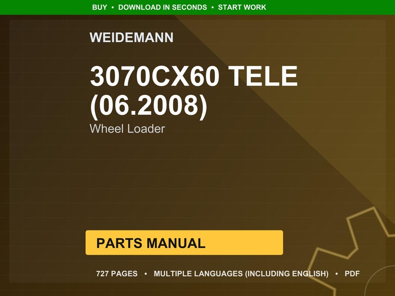 Weidemann 3070Cx60 tele 06 2008 Wheel loader Parts Manual PDF | Illustrated Catalog | Instant Download image 1
