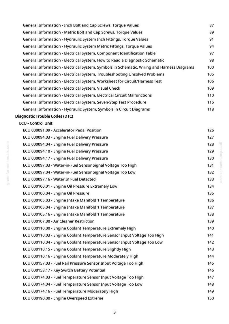 May include: A page from a manual with a list of electrical system diagnostic trouble codes (DTC) and engine control unit (ECU) information. The text includes topics like fuel delivery pressure, sensor voltages, and temperature readings.