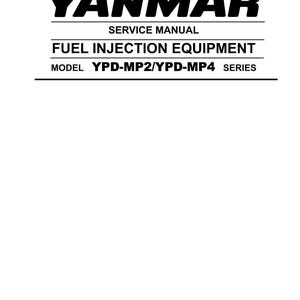 May include: A white service manual with black text. The cover features the brand name "YANMAR" in bold letters. Below, it reads "SERVICE MANUAL" and "FUEL INJECTION EQUIPMENT." The model series is YPD-MP2/YPD-MP4. The bottom right corner shows the Yanmar Co., LTD. logo.