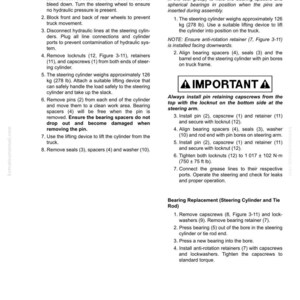 Puede incluir: Una p&aacute;gina detallada del manual t&eacute;cnico con instrucciones para quitar e instalar un cilindro de direcci&oacute;n y una r&oacute;tula de direcci&oacute;n. Incluye diagramas, advertencias de seguridad y procedimientos paso a paso.