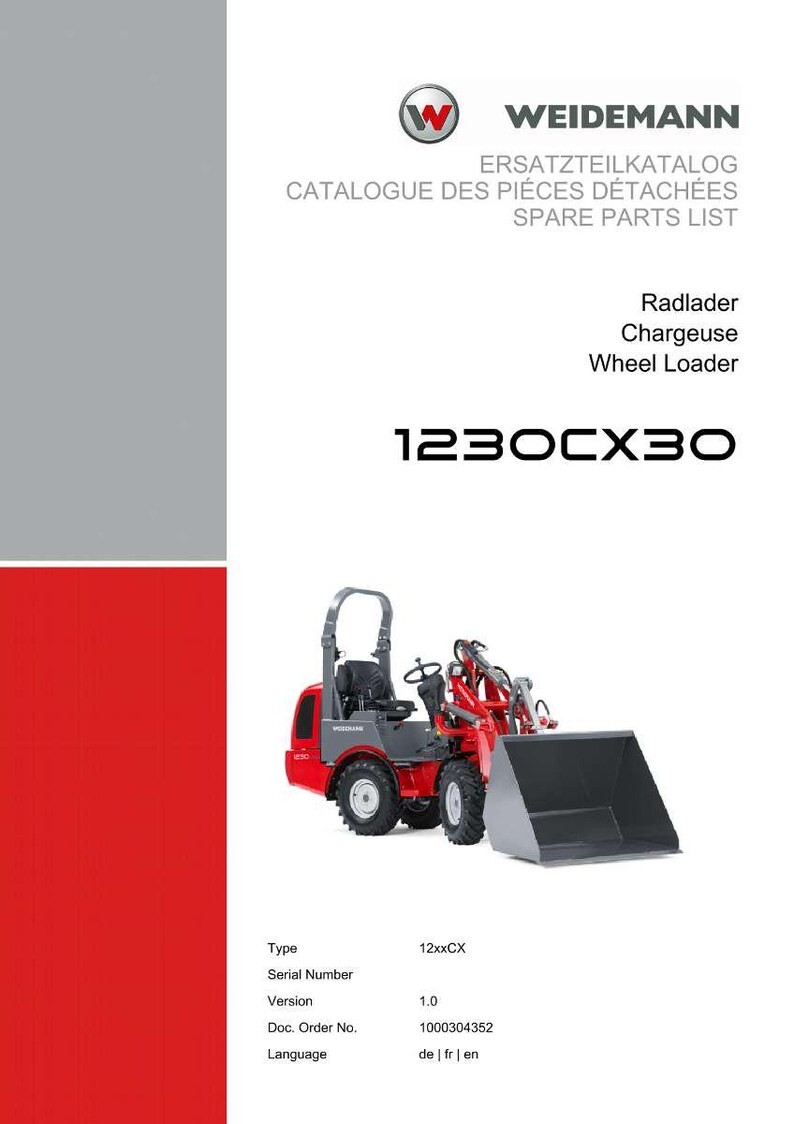 Weidemann 1230Cx30 Hjullastare Reservdelsmanual PDF | Illustrerad katalog | Direktnedladdning bild 2
