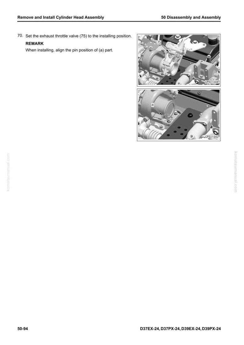 May include: Diagram from a manual showing the disassembly and assembly of a cylinder head. The image includes close-up views of mechanical components, with labels and part numbers. Text instructions are also included.