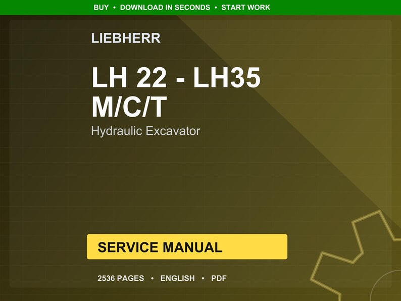 Liebherr Lh22 lh 35 m c t Hydraulic excavator Service Manual PDF | Workshop Repair | Instant Download image 1