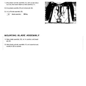 May include: Diagram of blade assembly dismounting and mounting instructions. The image includes a detailed illustration of the assembly process, with numbered components and text descriptions. The blade assembly weighs 135 kg.