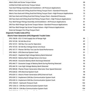 May include: A page from a manual with a table of contents. The text includes sections on technical information, diagnostic trouble codes, and electric power generation faults. The page number is 3.