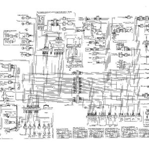 May include: A detailed black and white schematic diagram, possibly an electrical or mechanical blueprint. The diagram shows numerous interconnected components, lines, and symbols, with text labels and serial numbers. The image is on a white background.