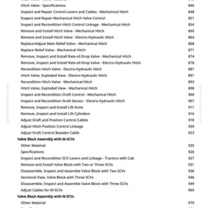 Puede incluir: Una p&aacute;gina de manual que detalla los enfriadores de aceite hidr&aacute;ulico, las v&aacute;lvulas de enganche y los conjuntos de bloques de v&aacute;lvulas. El texto incluye especificaciones y procedimientos de instalaci&oacute;n.