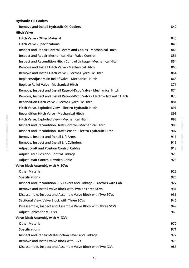 Puede incluir: Una p&aacute;gina de manual que detalla los enfriadores de aceite hidr&aacute;ulico, las v&aacute;lvulas de enganche y los conjuntos de bloques de v&aacute;lvulas. El texto incluye especificaciones y procedimientos de instalaci&oacute;n.