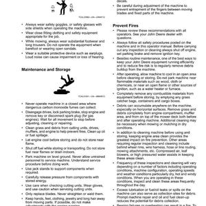 K&ouml;nnte beinhalten: Sicherheitsanweisungsseite mit Illustrationen. Enth&auml;lt Warnungen zum Tragen geeigneter Kleidung, wie Schutzbrillen, und Wartungsrichtlinien f&uuml;r Maschinen, wobei der Schwerpunkt auf Brandschutz und sicherer Bedienung liegt.