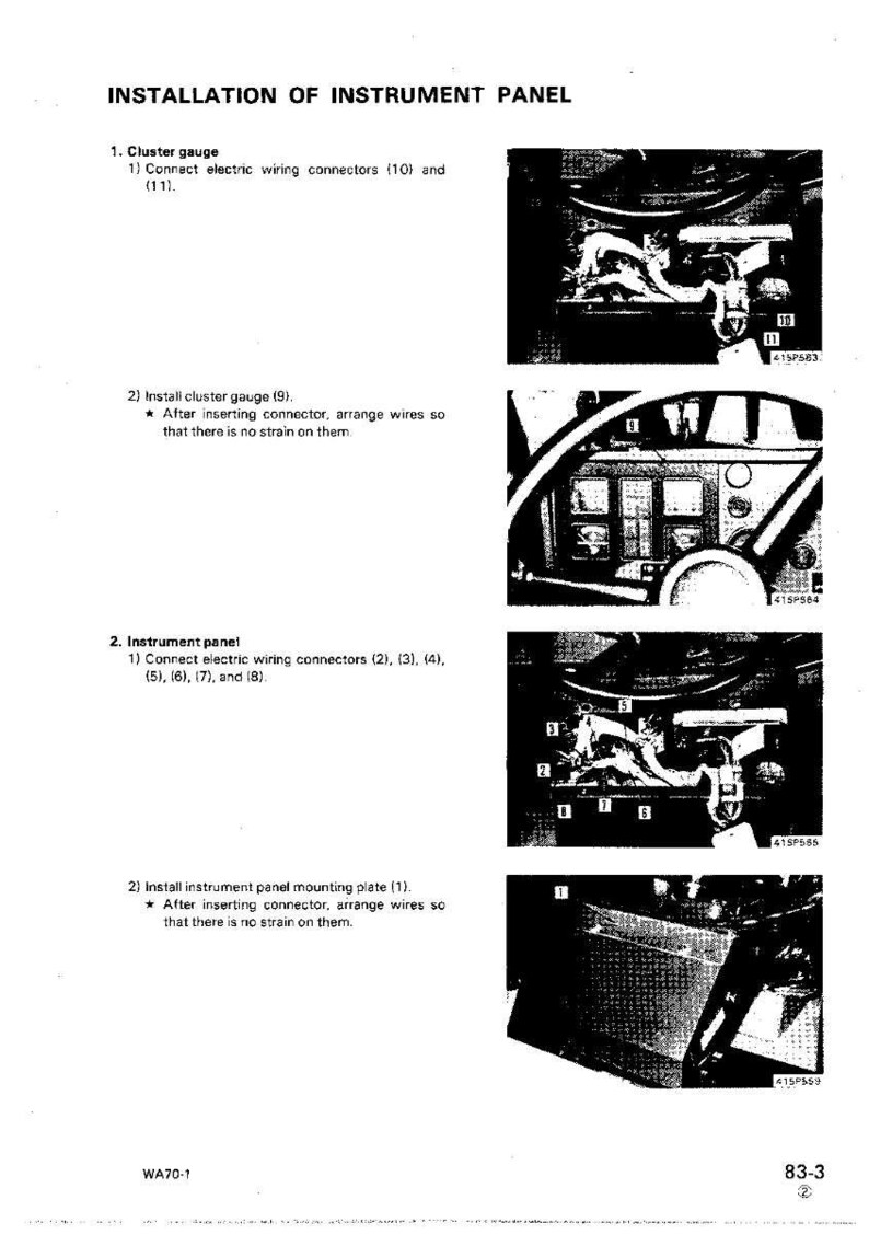 K&ouml;nnte beinhalten: Diagramm zur Installation eines Instrumentenbretts, mit nummerierten Schritten und Nahaufnahmen von Kabelverbindern und Messger&auml;ten. Der Text enth&auml;lt "Cluster gauge" und "Instrument panel".