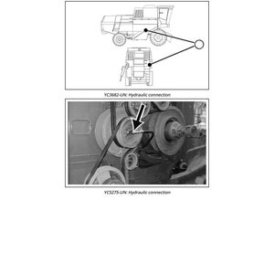 Może przedstawiać: Schemat połączeń hydraulicznych i regulacji prędkości w kombajnie. Obraz zawiera ilustrację i fotografię wewnętrznych element&oacute;w maszyny z etykietami tekstowymi.
