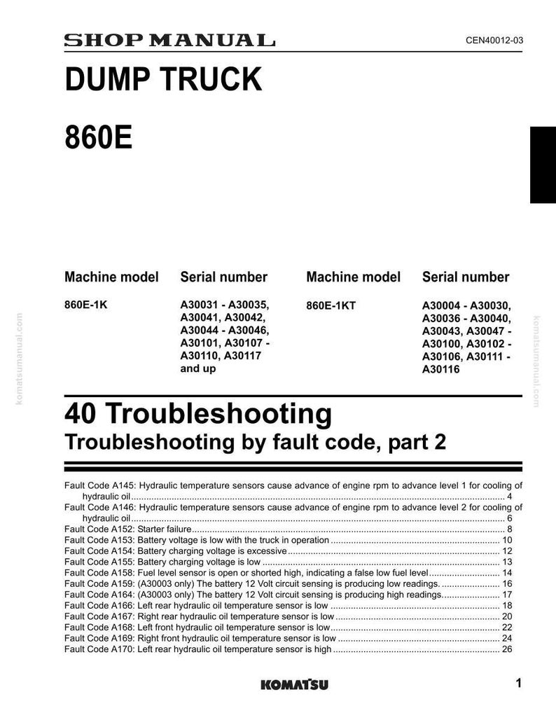 Komatsu 860E-1KT Dump Truck Servicemanual Reparation Verkstad PDF Ladda ner bild 6