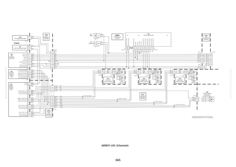 May include: A detailed black and white schematic diagram with labeled components and connecting lines. The diagram includes text such as "Tractor" and "A89651-UN: Schematic". The number "665" is at the bottom.