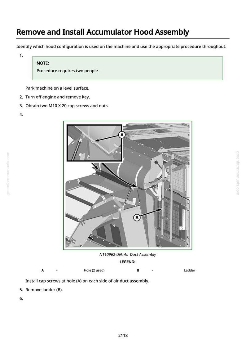 Pu&ograve; includere: Diagramma che illustra la procedura per rimuovere e installare un gruppo cofano accumulatore. L'immagine include istruzioni, diagrammi ed etichette per il gruppo condotto dell'aria. Il testo indica che la procedura richiede due persone.