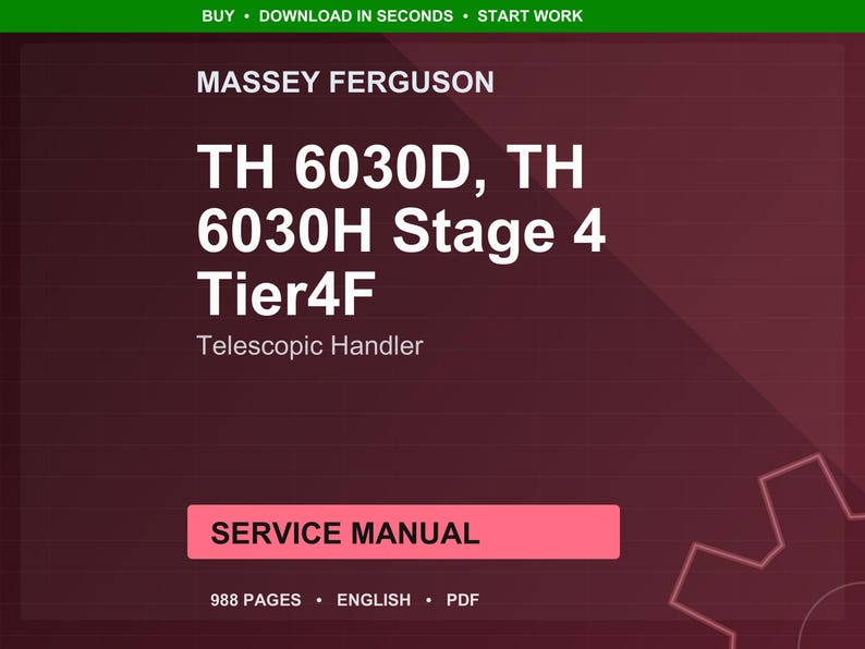 Manual de servicio en PDF / Reparación en taller / Descarga instantánea para la manipuladora telescópica Massey Ferguson TH 6030D 6030H Stage 4 Tier4F imagen 1