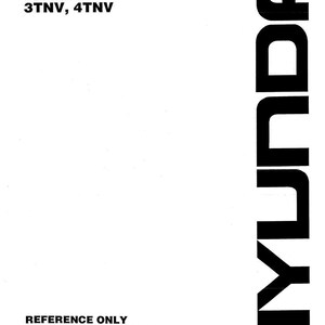 May include: A white service manual with black text. The text includes "ENGINE BASE", "SERVICE MANUAL", "YANMAR 3TNV, 4TNV", and "REFERENCE ONLY". The Hyundai logo is on the right side.