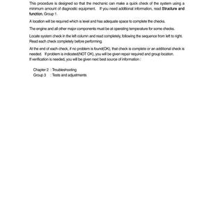 May include: A page from a manual titled "GROUP 2 OPERATIONAL CHECKS AND TROUBLESHOOTING." The text details power train operational checks, including diagnostic procedures and troubleshooting steps. The page includes instructions and references to other sections.