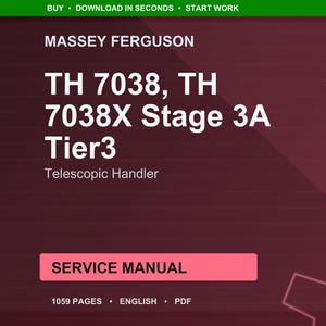 Massey ferguson Th 7038 7038x stage 3a tier3 Telescopic handler Service Manual PDF | Workshop Repair | Instant Download image 1