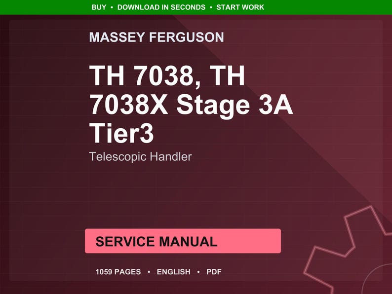 Massey ferguson Th 7038 7038x stage 3a tier3 Telescopic handler Service Manual PDF | Workshop Repair | Instant Download image 1