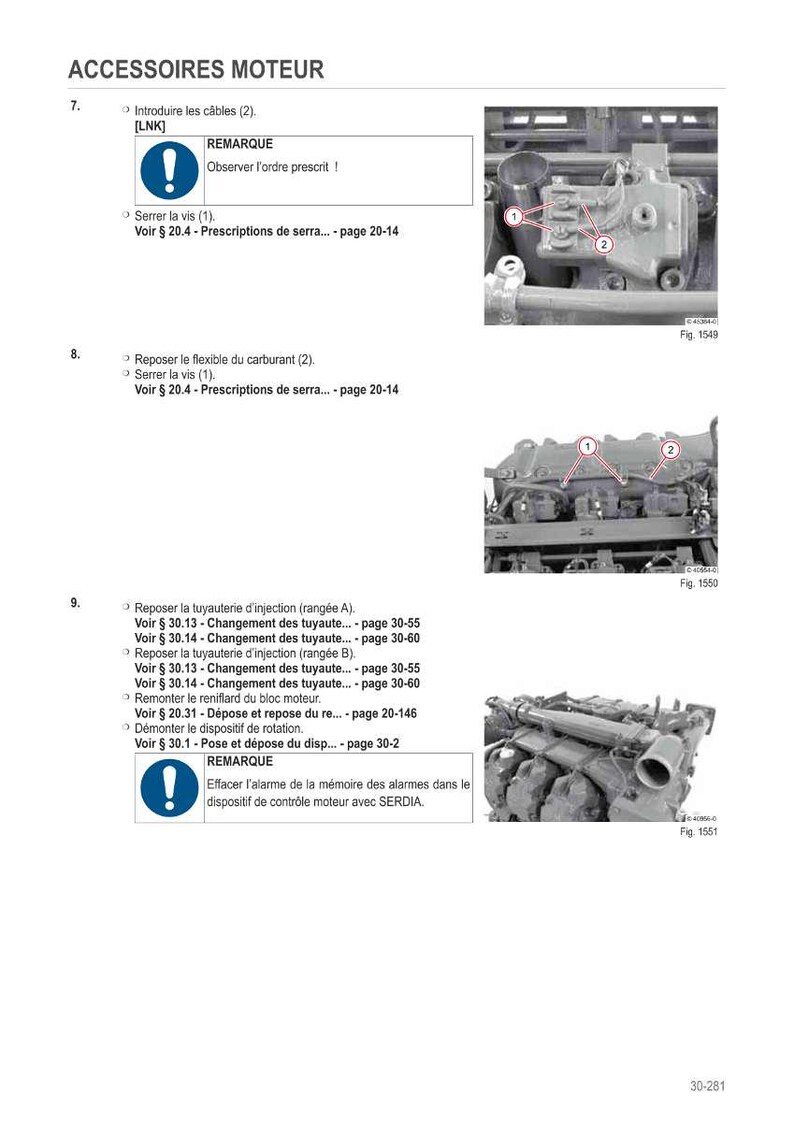 Puede incluir: Una p&aacute;gina de manual titulada "ACCESSOIRES MOTEUR" con diagramas e instrucciones para el mantenimiento del motor. Incluye texto en franc&eacute;s, diagramas de componentes del motor y advertencias. La p&aacute;gina est&aacute; numerada 30-281.