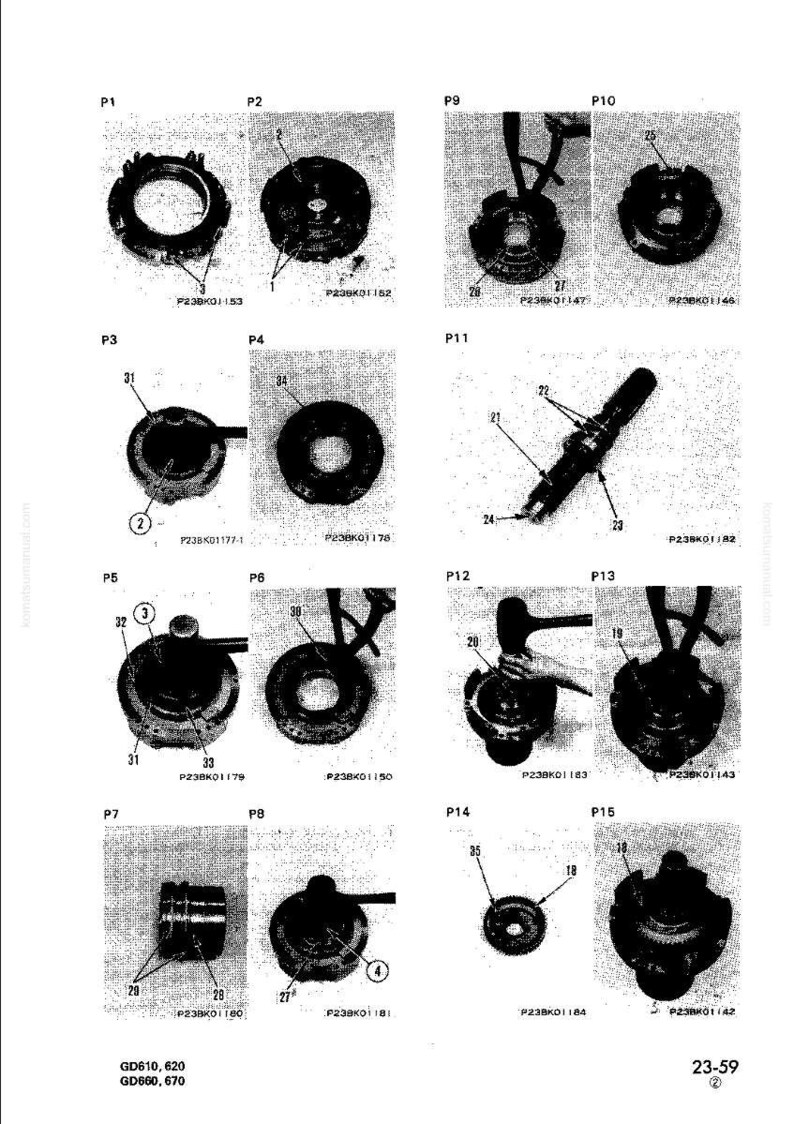 May include: An exploded diagram of various mechanical parts, including gears, rings, and a cylindrical component. The image is in black and white, with labels and part numbers. The parts are likely for machinery or a vehicle.