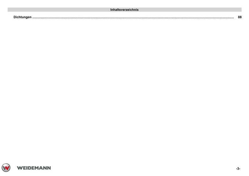 May include: White page with the text "Inhaltsverzeichnis" at the top, and "Dichtungen" with a page number. The Weidemann logo is at the bottom left.