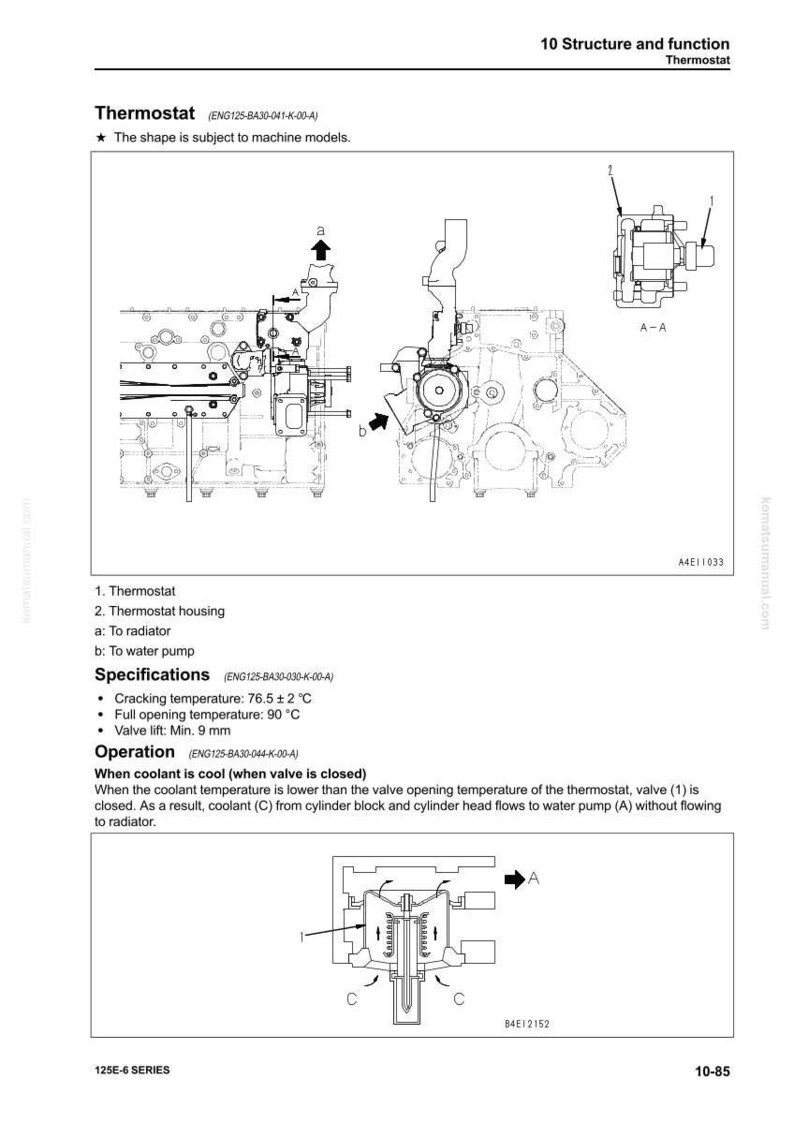 Peut inclure: Sch&eacute;ma technique d'un thermostat avec illustrations et sp&eacute;cifications d&eacute;taill&eacute;es. Comprend des composants &eacute;tiquet&eacute;s, une temp&eacute;rature de craquage de 76,5 &plusmn; 2 &deg;C, une temp&eacute;rature d'ouverture compl&egrave;te de 90 &deg;C et une lev&eacute;e de soupape de 9 mm minimum.