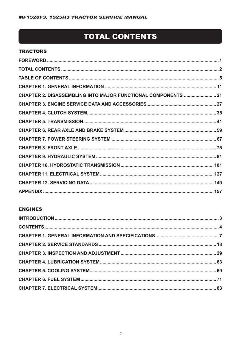Massey ferguson 1520 1525 Compact tractor Service Manual PDF | Workshop Repair | Instant Download image 5