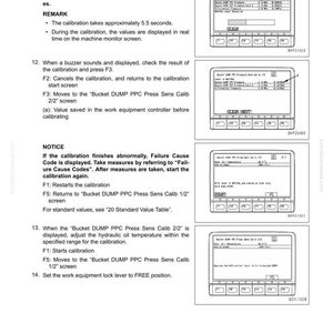 Op de afbeelding: Pagina uit een technisch handboek met instructies voor het kalibreren van intelligente machinebesturing. De pagina bevat tekst, diagrammen en schermafbeeldingen van de interface van de machine. De tekst geeft stapsgewijze instructies.