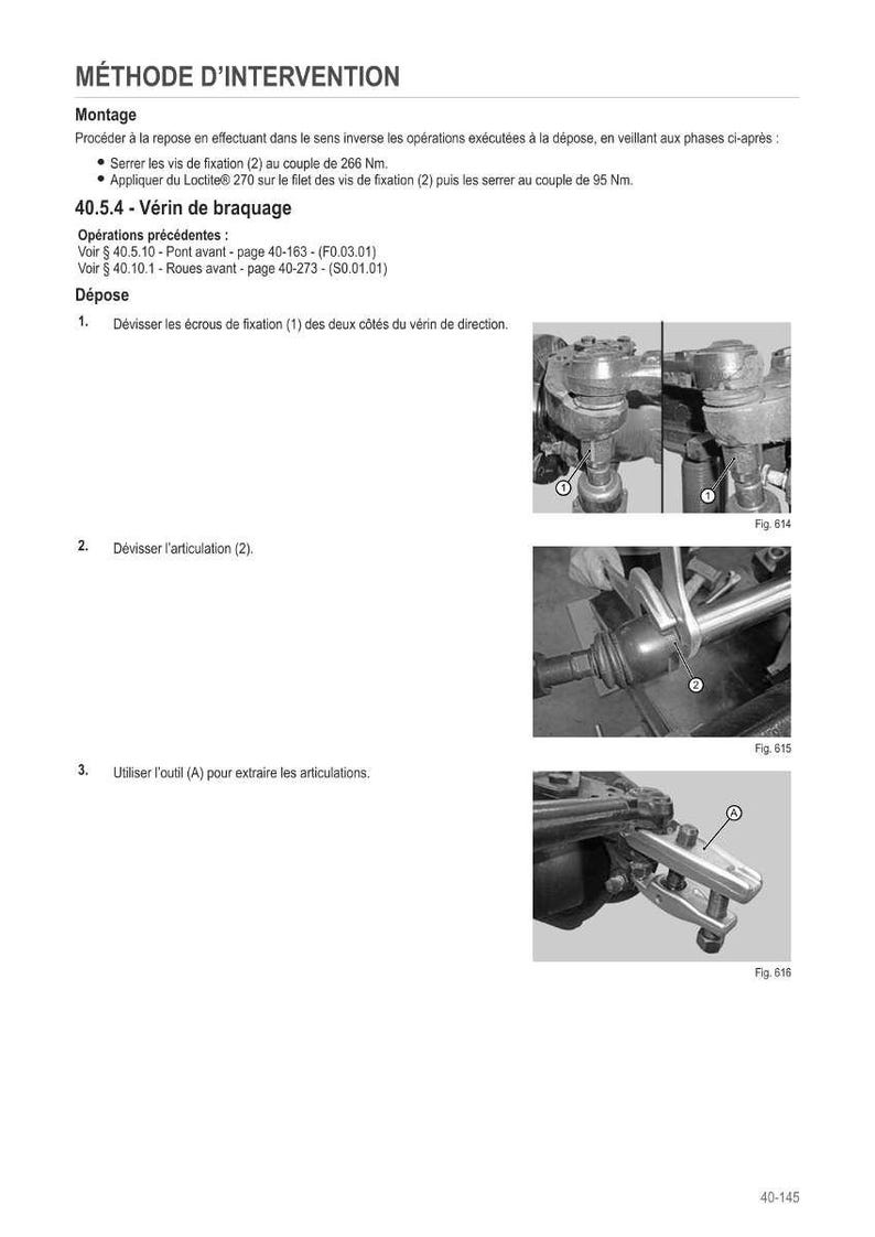 May include: A page from a manual titled "M&Eacute;THODE D'INTERVENTION" with instructions for vehicle repair. The page includes diagrams and text in French, detailing steps for disassembling and reassembling parts, including tightening bolts to specific torque values.