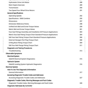May include: A page from a manual with a table of contents. The text includes terms like "Dual Range Cylinder Drive Gearcase," "Diagnostic Trouble Codes," and "Electrical System Diagnostics." The page number is 6.