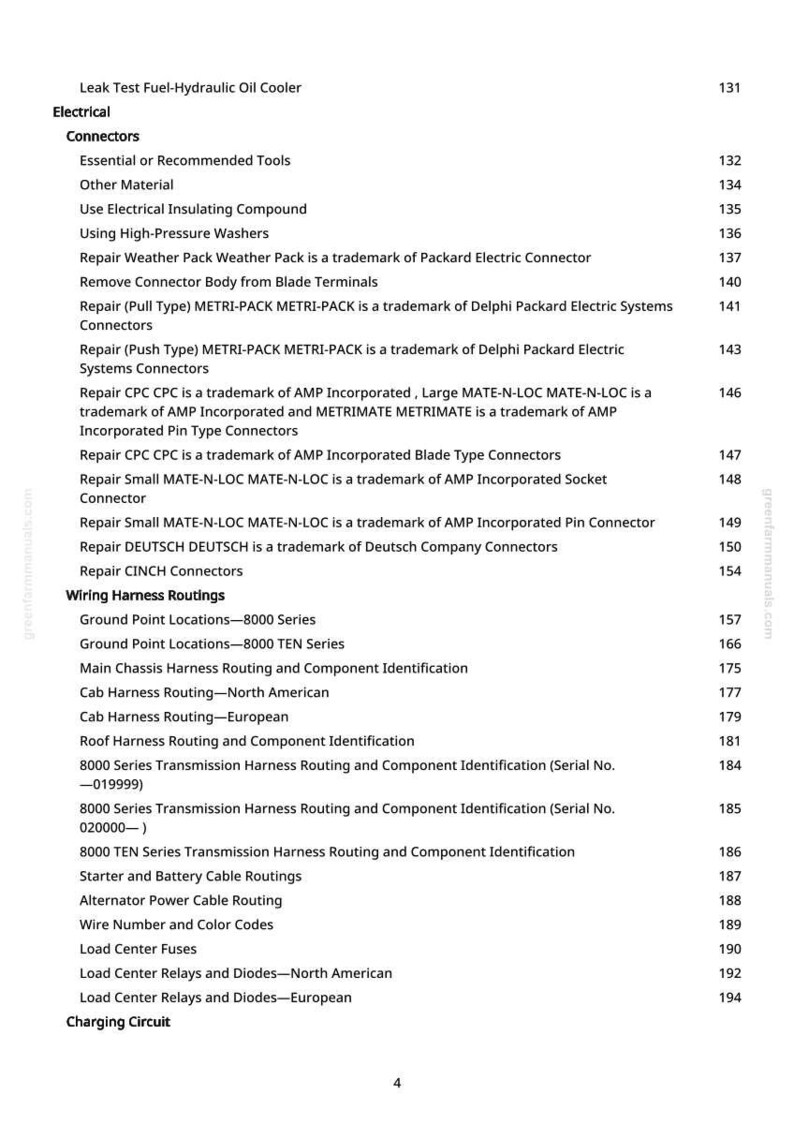May include: A page from a manual detailing electrical components and wiring harness routings. The text includes information on connectors, repair procedures, and routing for various automotive systems. The page number is 4.