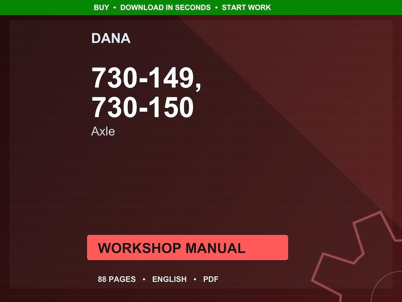 Dana 730 149 730 150 Axle Workshop Manual PDF | Service Repair | Instant Download image 1